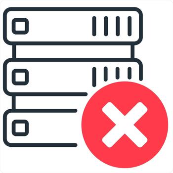 incorrecto servidor y icono concepto en rojo línea color vector