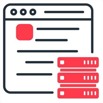 Web Page and icon concept in red line color vector