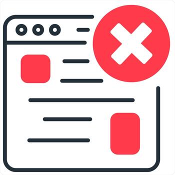 Wrong Webpage and icon concept in red line color vector