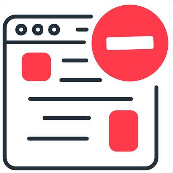 Remove Webpage and icon concept in red line color vector