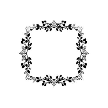 Elegant hand drawn botanical square frame with delicate leaves and berries vector