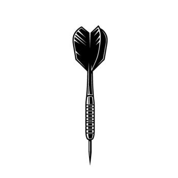 A striking illustration of a single sharp dart with feathered fins and a textured grip isolated vector