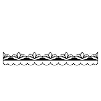 A delicate illustration of a repeating floral border with stylized petals and a scalloped bottom edge isolated vector