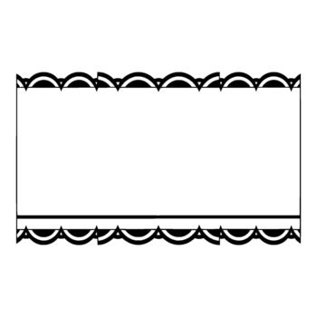 Simple horizontal decorative border with repeating scalloped half circles along the top and bottom edges vector