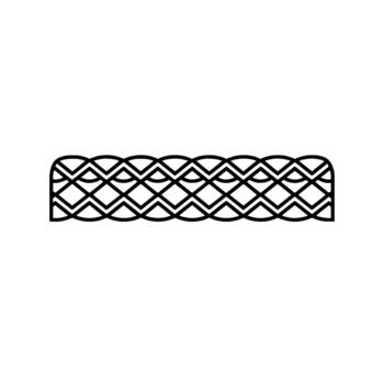 A minimalist line art featuring an intricate geometric pattern resembling interlocking waves and diamonds isolated vector