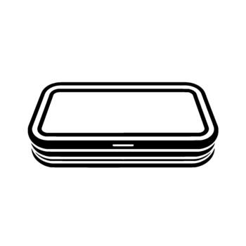 A minimalist illustration of a sleek modern rectangular storage container with rounded edges isolated vector