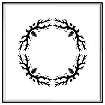 Elegant silhouette of a circular decorative wreath composed of stylized bare tree branches and pine cones vector