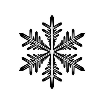 A stark illustration of a sixpointed snowflake with detailed crystalline branches and sharp edges vector