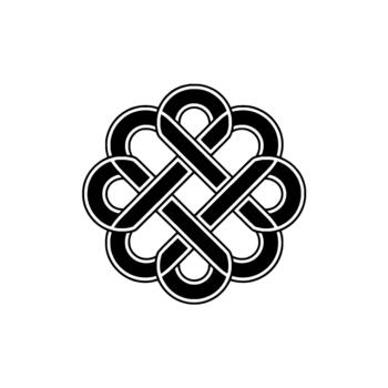 A striking of a complex geometric knot symbol featuring interlocking curves and clean lines vector