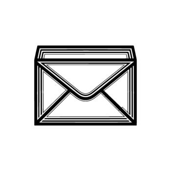 A stylized minimalist of an open envelope vector