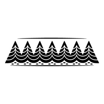 Stylized abstract resembling a repeating pattern of evergreen trees with layered wavy branches and a decorative border vector