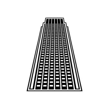 Minimalist illustration of a stylized skyscraper facade with repetitive window pattern and sharp geometric lines vector