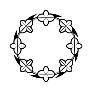 un minimalista circular decorativo marco compuesto de estilizado cuatrifolio motivos con agudo acento formas vector