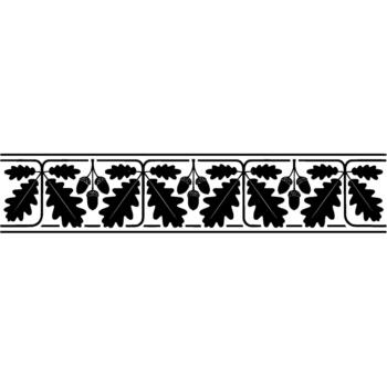 A repeating border featuring stylized oak leaves and acorns within square frames vector