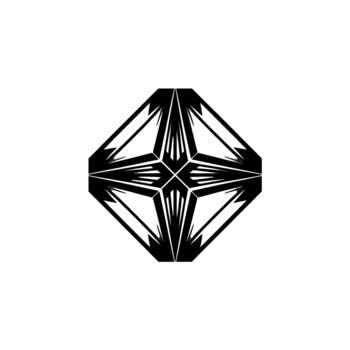 Abstract geometric art deco starburst pattern with sharp lines and luminous silver gradient accents vector