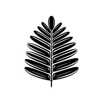 un minimalista ilustración de un estilizado helecho fronda con definido líneas y un simétrico pluma arreglo de folletos vector