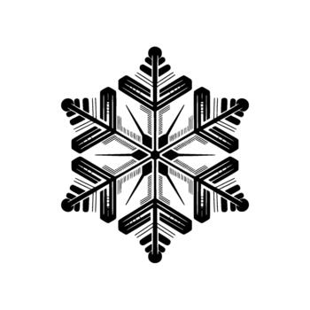 Intricate geometric snowflake with sharp angular patterns and fine line details isolated vector