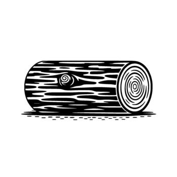 un negrita ilustración de un soltero de madera Iniciar sesión presentando prominente grano patrones y un visible nudo aislado vector