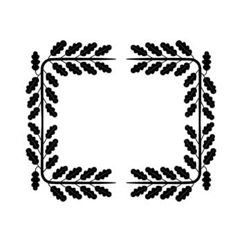 Minimalist silhouette of four ornate oak leaf branches forming a decorative rectangular frame vector