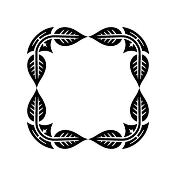 un minimalista cuadrado frontera compuesto de estilizado hojas con vena detalles arreglado en un simétrico modelo vector