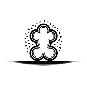 Abstract representing a stylized chef hat with emanating dots creating a sense of aroma or steam and a bold horizontal line beneath vector