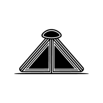 A stylized abstract pyramid like structure with layered geometric lines radiating from an oval top element vector
