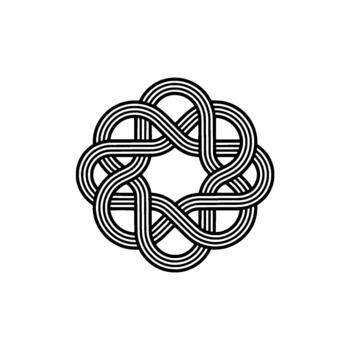 A striking geometric Celtic knot featuring interwoven triplelines forming a continuous circular pattern vector