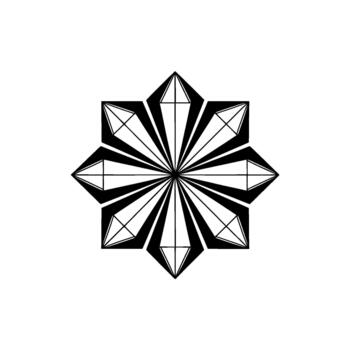 un sorprendentes minimalista geométrico Starburst mandala con agudo angular formas y diamante facetas vector