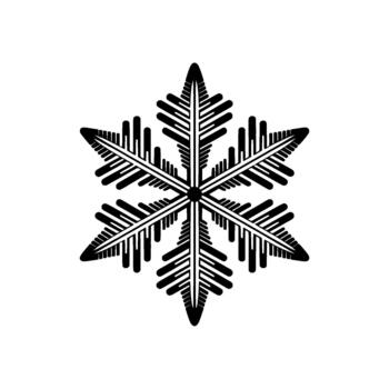 un rígido silueta de un complejo geométrico copo de nieve con agudo cristalino ramas y intrincado interno patrones aislado vector