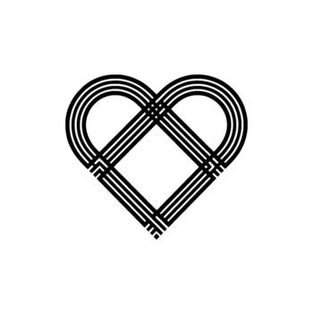 A minimalist abstract geometric heart created with parallel lines intersecting and overlapping vector
