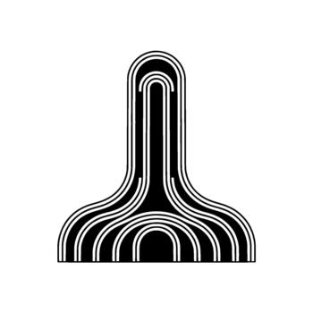 resumen geométrico presentando simétrico fluido líneas formando un estilizado arco o Monumento vector