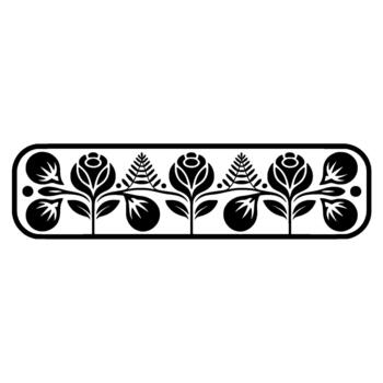 estilizado floral frontera presentando repitiendo simétrico Rosa y helecho motivos dentro un redondeado rectangular marco vector