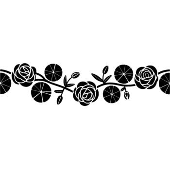 elegante silueta frontera presentando estilizado rosas con circular estampado elementos y delicado brotes vector