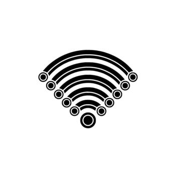A stylized abstract representing a WiFi signal with concentric arcs and circular endpoints vector