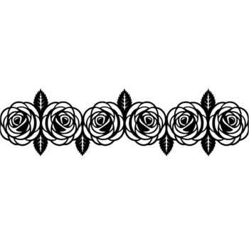 un sin costura horizontal frontera presentando un repitiendo modelo de estilizado Rosa siluetas intercalado con delicado hoja elementos vector