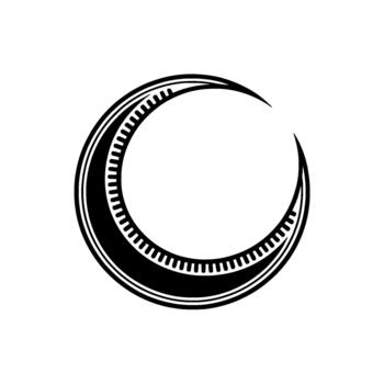un minimalista ilustración de un decorativo creciente Luna con intrincado geométrico patrones y agudo creciente consejos vector