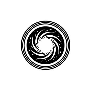 un sorprendentes resumen vórtice con arremolinándose líneas y motas formando un poderoso espiral movimiento dentro concéntrico círculos vector