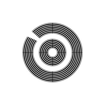 A minimalist abstract circular with concentric lines and a segment removed vector