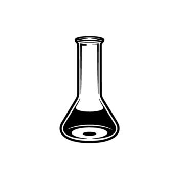 A stark illustration of a single Erlenmeyer flask vector