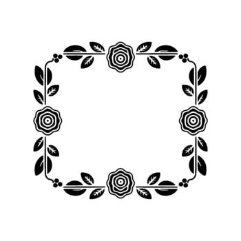 un minimalista floral frontera presentando estilizado rosas y hojas arreglado en un rectangular marco vector