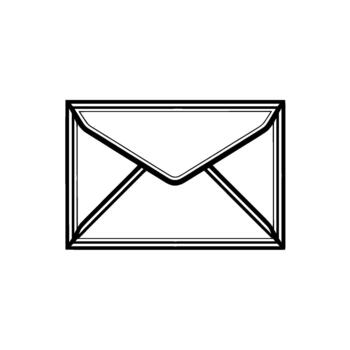 A clean and simple illustration of a envelope with bold outlines and double pinstripes vector