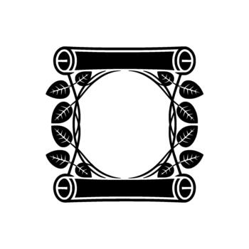 elegante marco con entrelazados vides y hojas rodeando un circular vacío espacio y dos arrollado Desplazarse termina vector