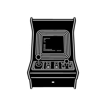 silueta ilustración de un clásico retro arcada juego máquina con palancas de mando y botones vector