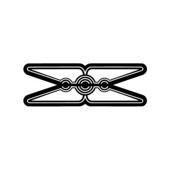 A stylized illustration of a clothespeg with concentric circles and clean lines isolated vector