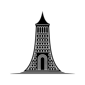 Striking illustration of the iconic Eiffel Tower rendered in a stylized flat with geometric patterns and clear lines vector