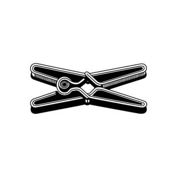 A stylized illustration of a clothespin crossed over itself with clean lines and subtle shading vector