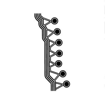 Abstract geometric minimalist digital illustration of a connected network pathway with repeating circular nodes vector