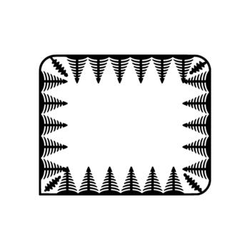 A decorative border composed of stylized evergreen trees with serrated branches arranged in a repeating pattern with rounded corners vector