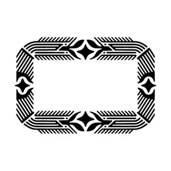 A minimalist abstract rectangular border featuring stylized geometric elements and repeating line patterns vector