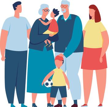 Family group standing showing different generations and relationships vector